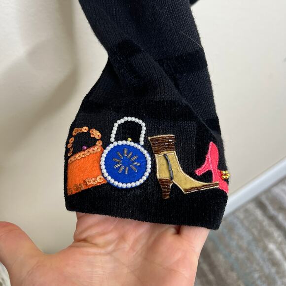 Just B Black Velour Decorative Sweater Cardigan XL - Picture 4 of 9